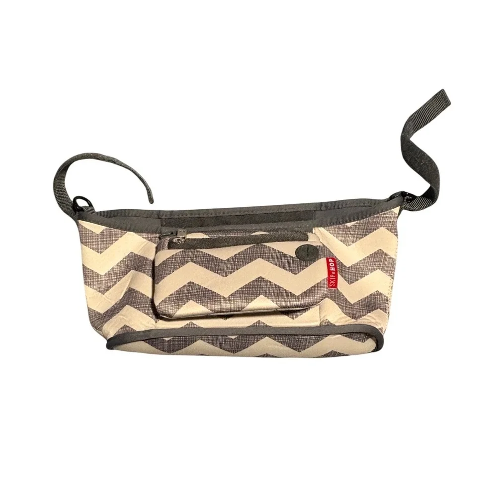 Skip Hop Grab & Go Stroller Organizer Gray Chevron Neoprene Insulated Cup Holder